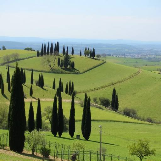 Paesaggio tipico della Toscana con cipressi e colline