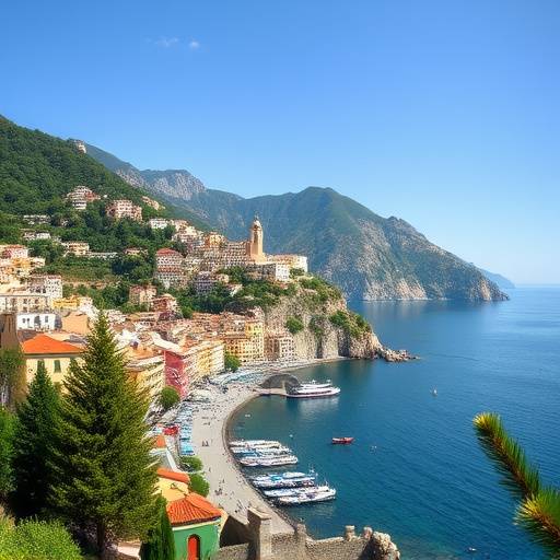 Veduta panoramica della Costiera Amalfitana in Campania